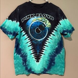 PINK FLOYD PULSE TIE DYE vintage t shirt EYE EARTH ZIPPER Large 100% Cotton 70s